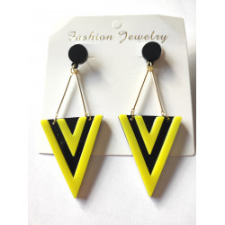 Boucles d'oreilles Design noir et jaune 48