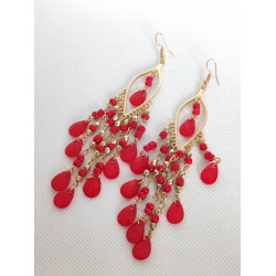 Boucles d'oreilles Perles Rouge 4