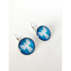 Boucles d'oreilles dormeuse Ange bleu