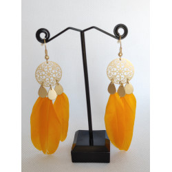 Boucles d'oreilles Plumes Orange 44