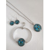 Ensemble Boucles d'oreilles + Bracelet + collier Papillon Bleu