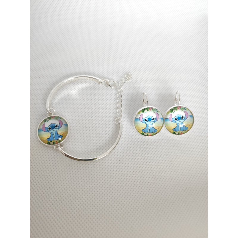 Ensemble Boucles d'oreilles dormeuse + Bracelet Stitch 13