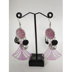 Boucles d'oreilles Strass Rose 2