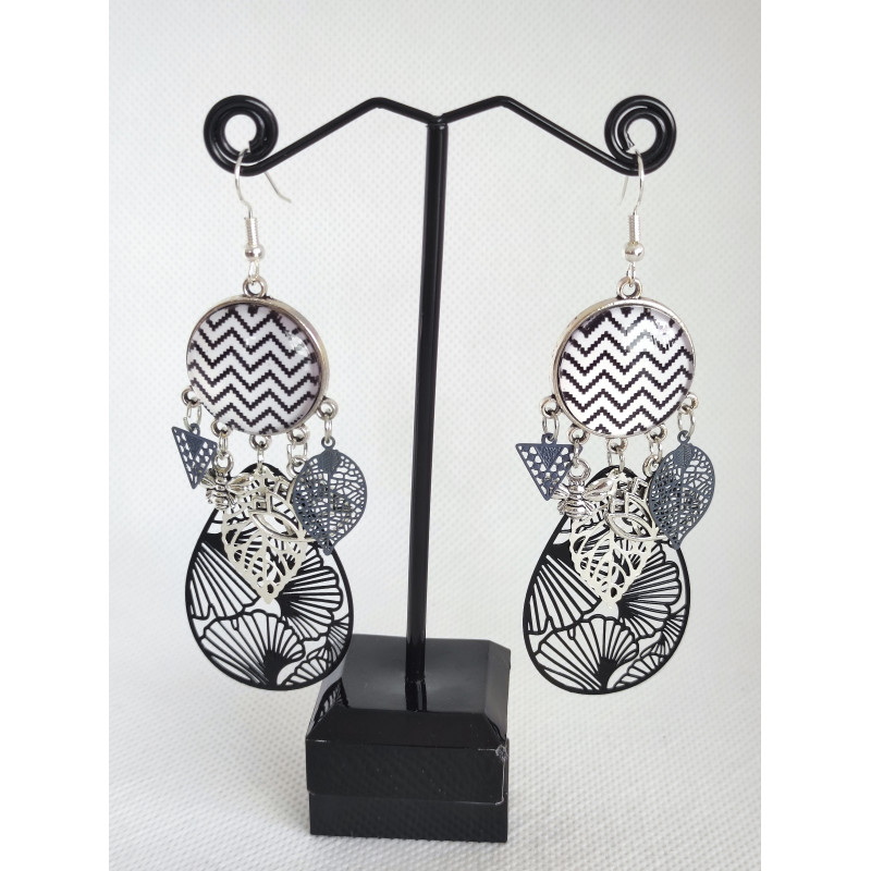 Boucles d'oreilles Noir et Blanc