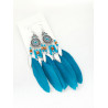 Boucles d'oreilles Plumes Bleu vert 4