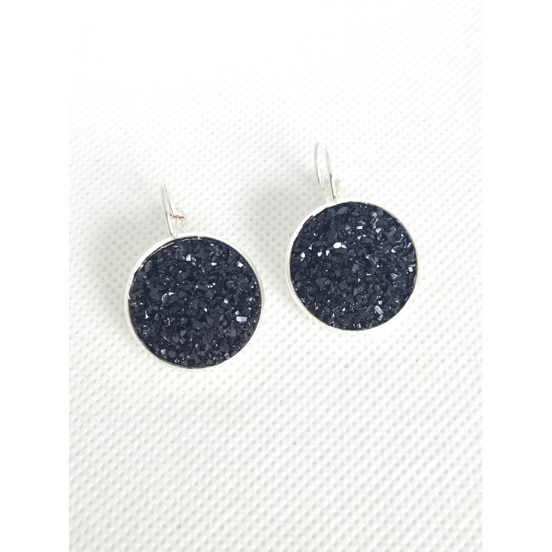 Boucles d'oreilles Dormeuse Strass Noir