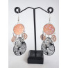 Boucles d'oreilles Strass Saumon & noir