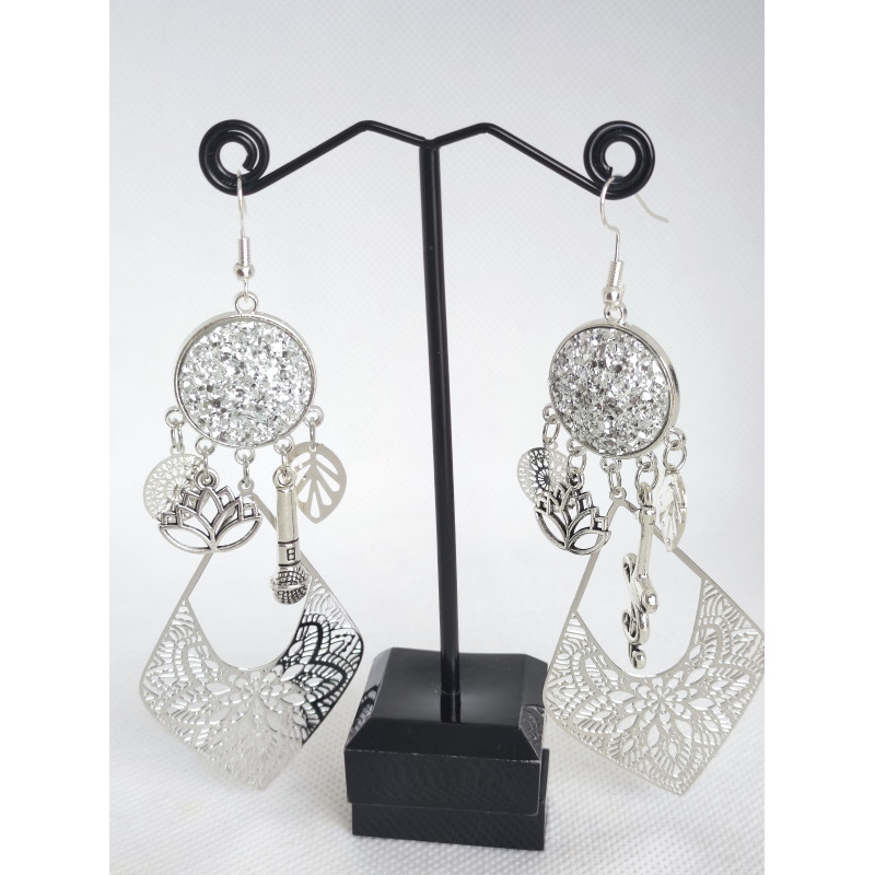 Boucles d'oreilles Strass Silver